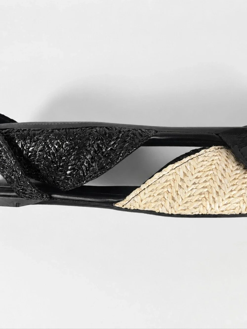 Tahari Rio Black Ivory Raffia Woven Slingback Flats Multiple Sizes